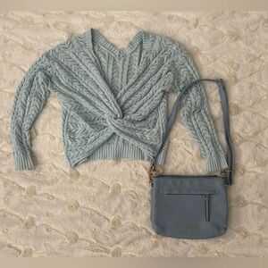 Jessica Simpson Blue Crossbody and Knit Sweater, PERFECT CONDITION. Soo hot!! 🥵